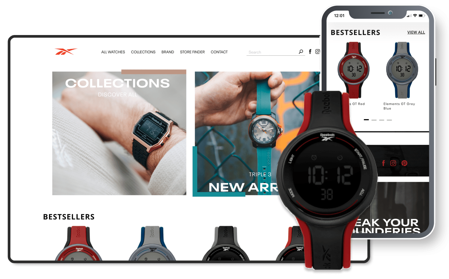 Buy Reebok Men's Watch Emom 1.0 Analog White Dial Navy Blue and White  Silicon Band 48mm Case Online at desertcartINDIA